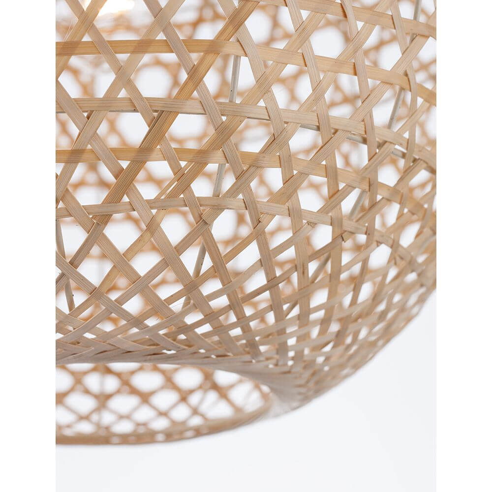 Melody Natur Bambus Hängeleuchte Ø 40cm Kugel aus naturbelassenem Rattan mit feiner, gewebter Struktur.