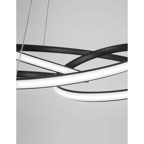 Menton LED pendant light with modern design made of aluminum and acrylic, ideal for living spaces and dining areas.