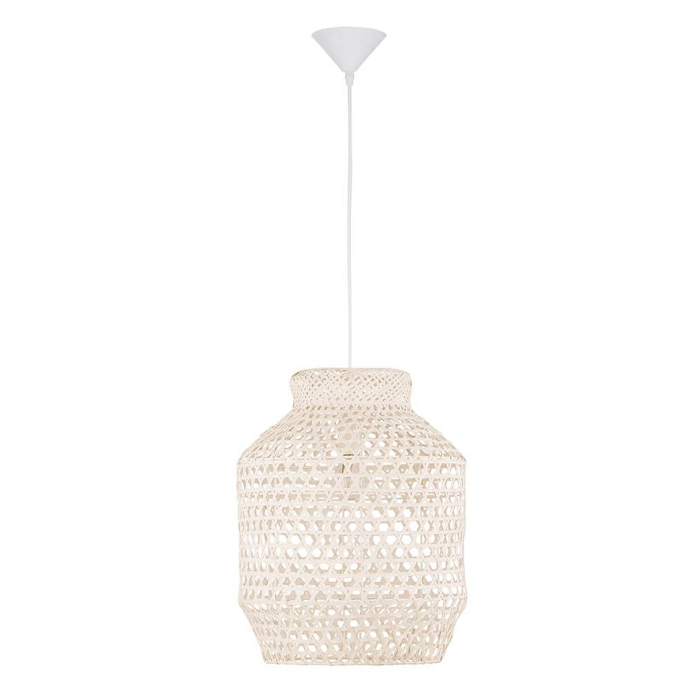 Mia Hängelampe Rattan Weiß – stilvolle Pendelleuchte aus Rattan für eine gemütliche Atmosphäre.