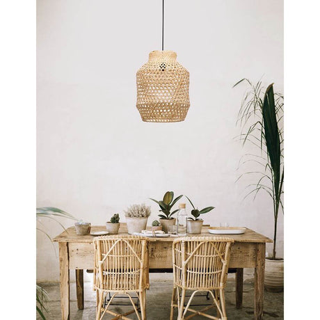Mia Hängeleuchte Natur Rattan für Esszimmer mit Ethno-Design und natürlicher Boho-Atmosphäre