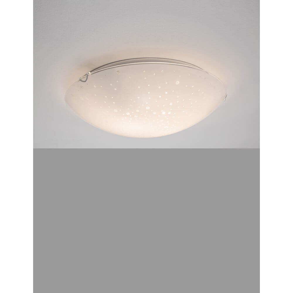 Minori Deckenlampe Ø 40cm Glas Weiß - elegante Deckenleuchte mit dekorativem Sternenhimmel-Muster.