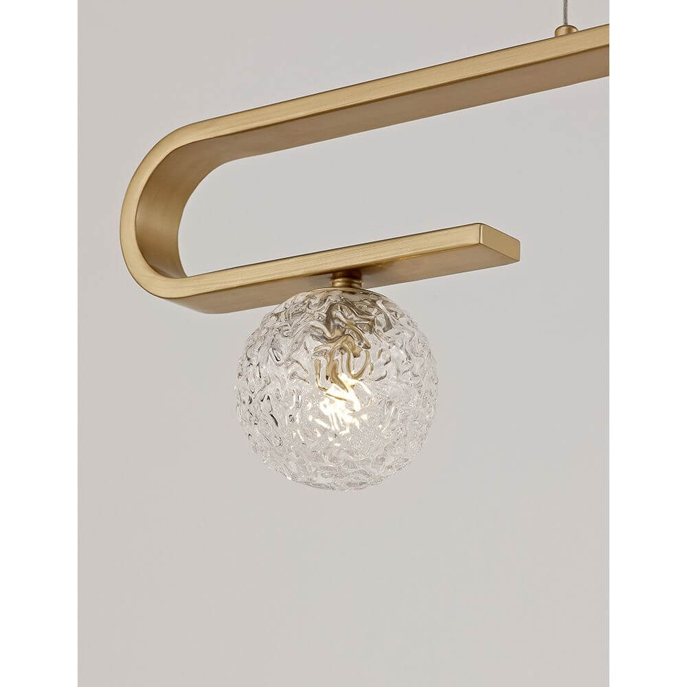 Mirano Glas-Hängelampe 3-flammig Stahl mit elegantem goldfarbenem Design und gläsernem Schirm.