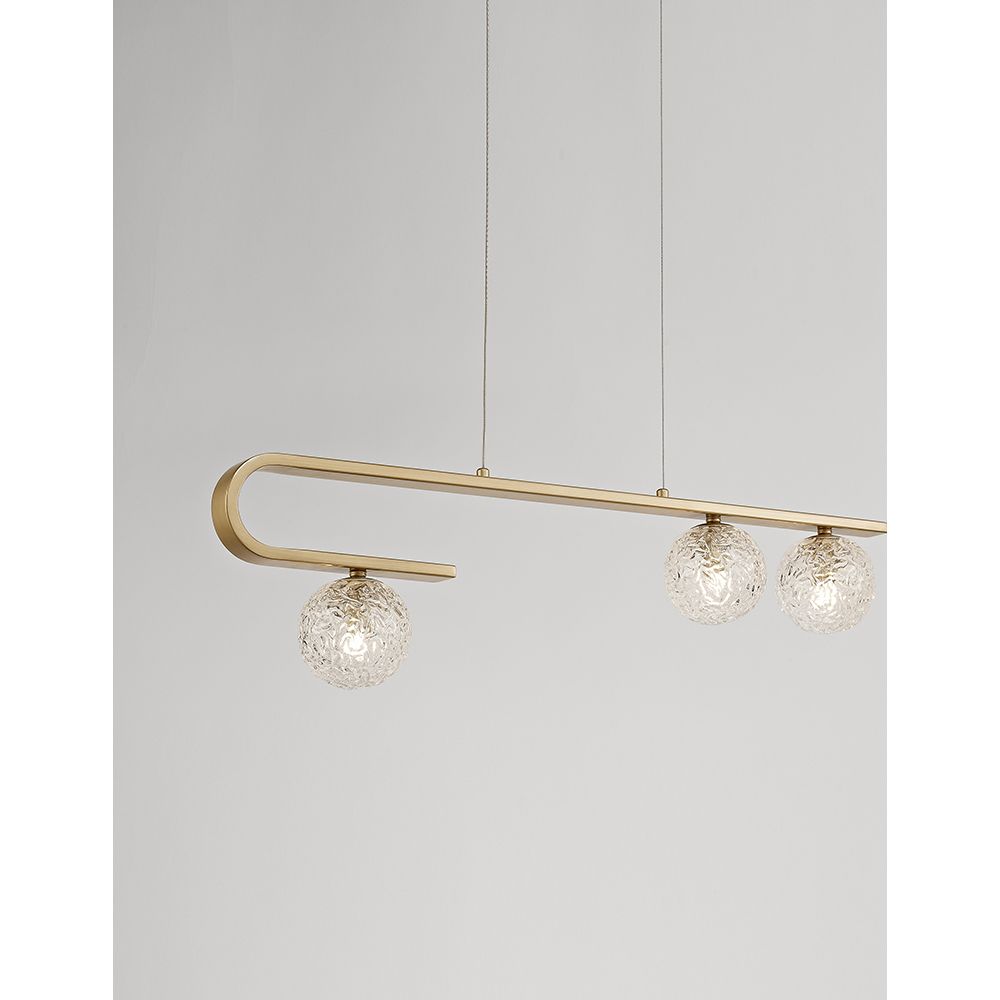 Mirano Glas-Hängelampe 3-flammig aus Stahl, modernes Design mit klaren Glaskugeln.