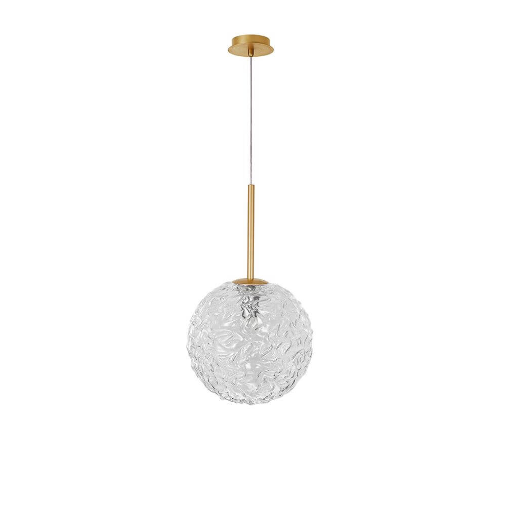 Mirano Hängeleuchte Stahl Glas mit transparentem Glas und mattgoldenem Metallrahmen für stilvolle Beleuchtung.