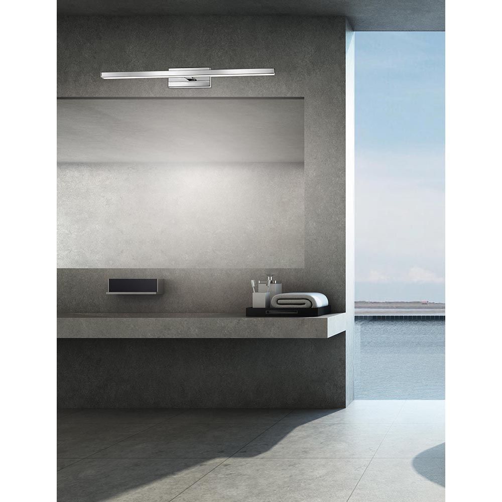 Modena LED Bad Wand- & Spiegelleuchte in modernem Badezimmer mit eleganter Spiegelfläche und stilvollem Design.