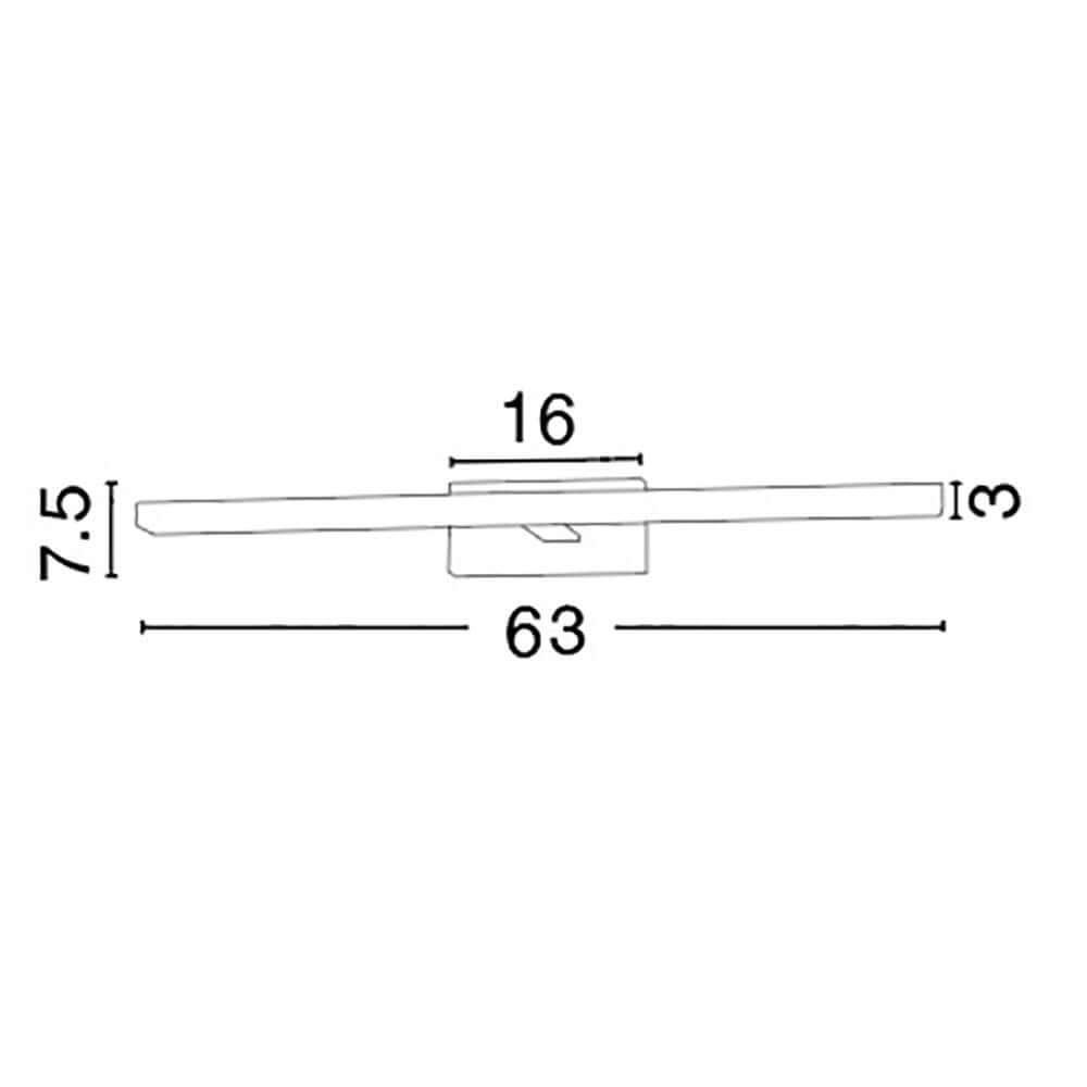 Modena LED Bad Wand- & Spiegelleuchte technische Zeichnung mit Maßen.