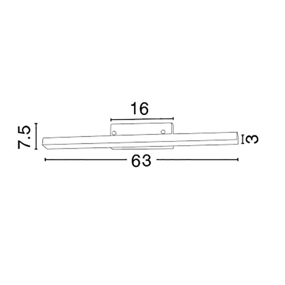 Modena LED Bad-Wandleuchte 63cm Chrom technische Zeichnung mit Abmessungen.