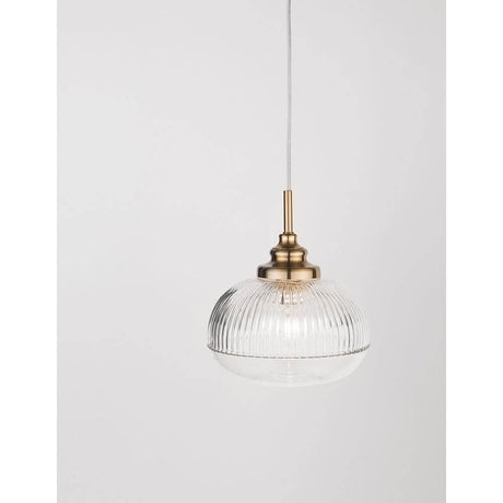 Nova Luce Moon Pendel Light Metal Clear med satin guld metalramme og klart glas i moderne design.