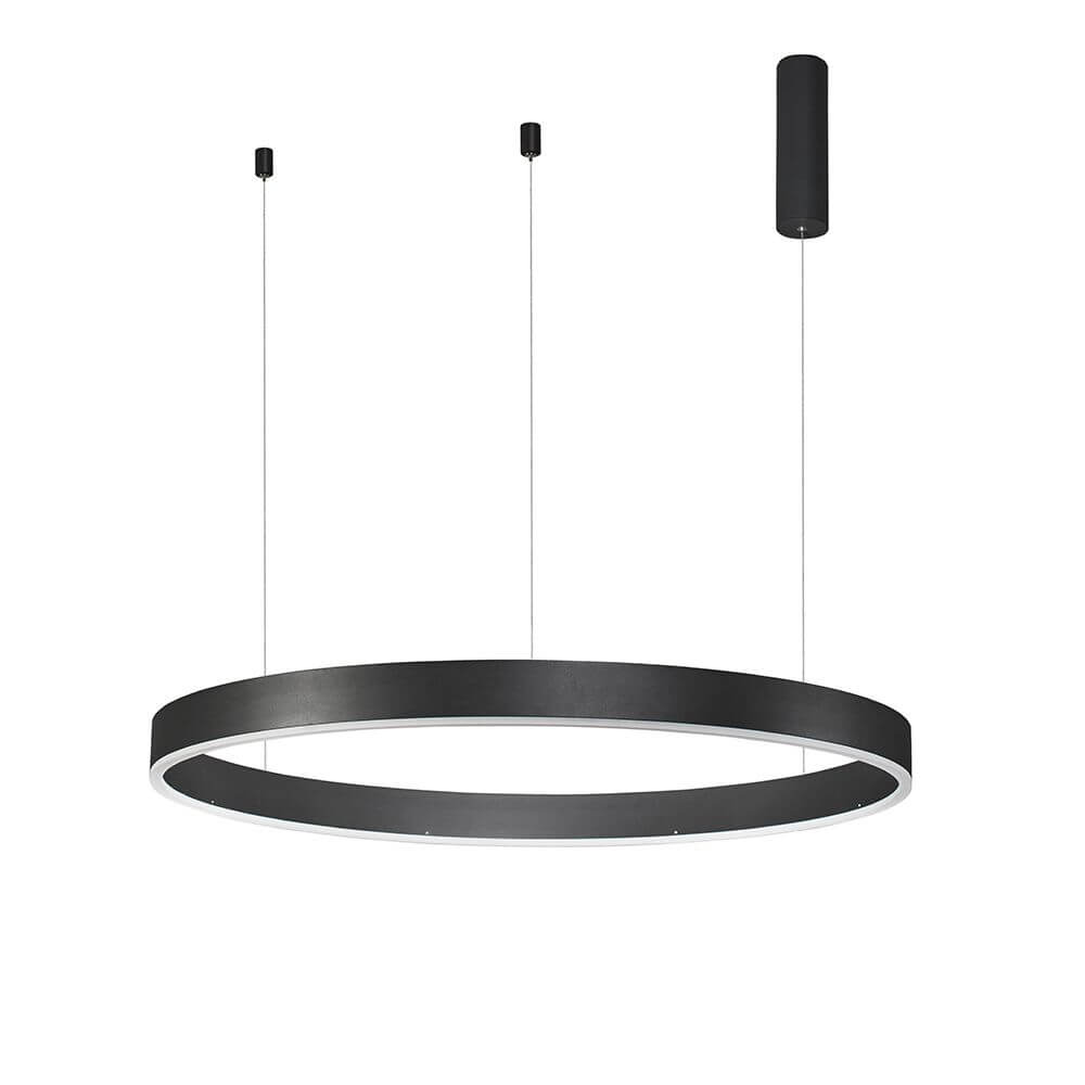 Motif LED Hängeleuchte Ø 100cm, schlanke schwarze Deckenleuchte mit LED-Beleuchtung, ideal für Wohnzimmer und Essbereich.