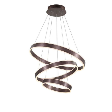 Nador LED Hängeleuchte Metall Braun mit schwebenden Ringen in eleganter Form und warmem Licht.