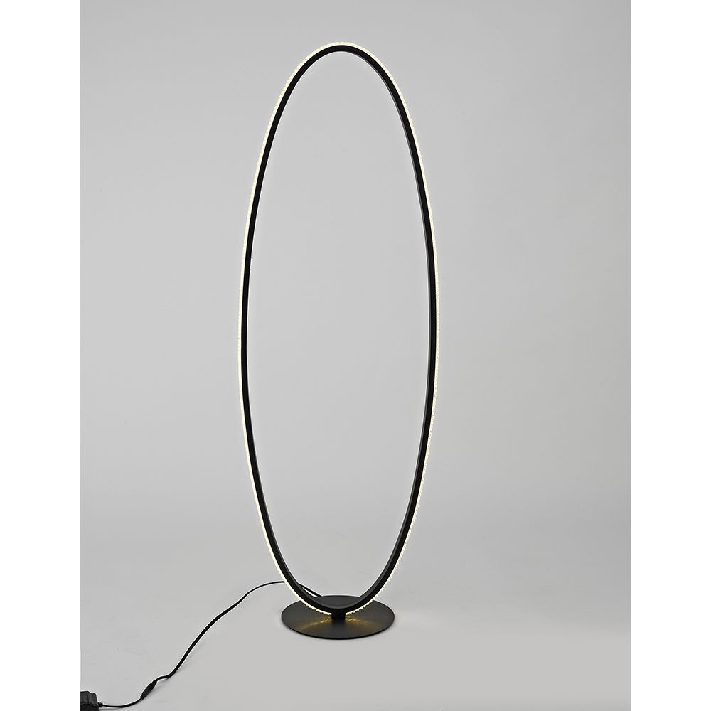 Nager LED Stehleuchte Ring 125cm Sandig-Schwarz in modernem Design mit elegantem ovalem Rahmen