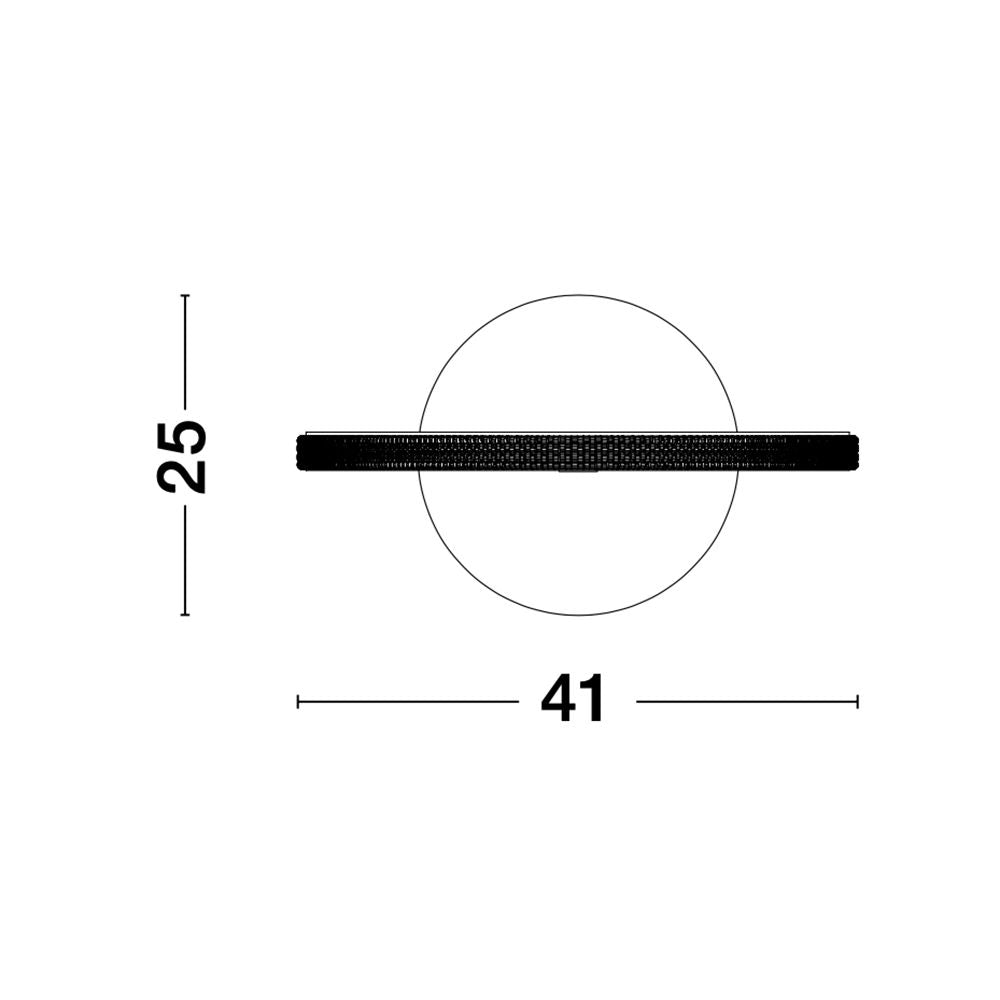 Maßzeichnung der Nager LED Stehleuchte Ring 125cm in Sandig-Schwarz, mit einer Höhe von 25cm und einem Durchmesser von 41cm.
