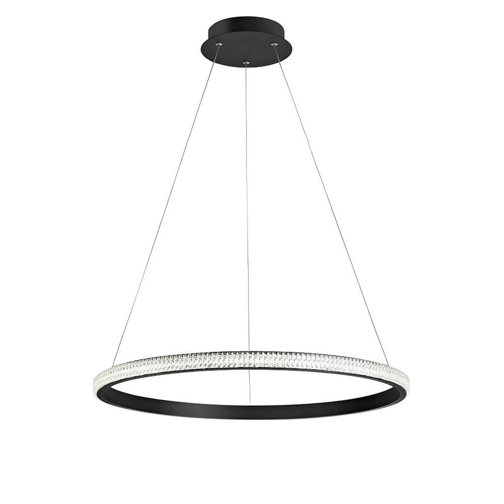 Nager LED Metall-Hängelampe Rund, moderne Aluminium Deckenleuchte mit Kristallrand und LED.