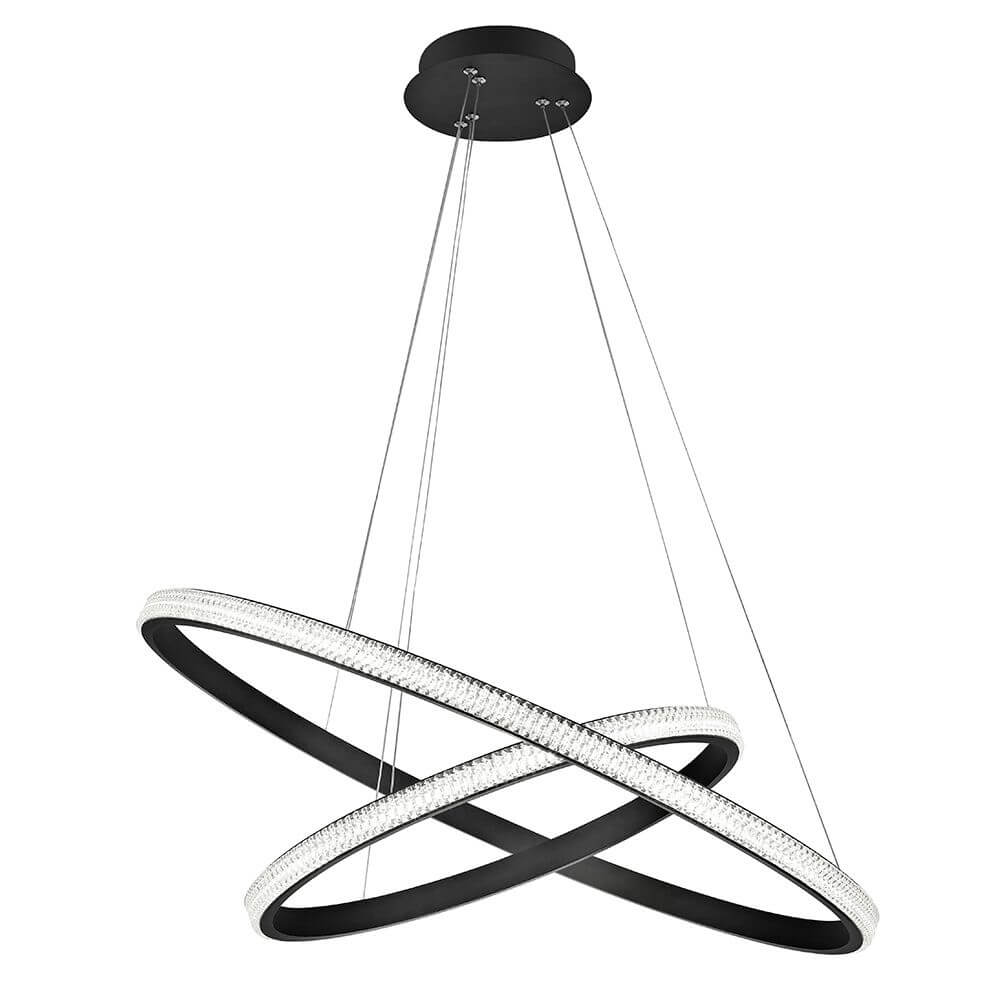 Nager LED Hängeleuchte Ø 67cm Schwarz mit modernem Design und eleganten Kristallen.