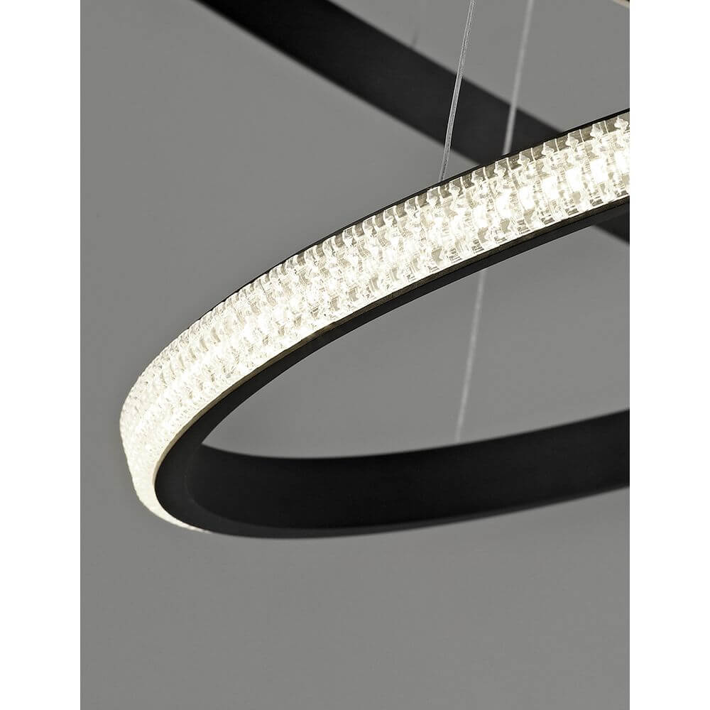 Nager LED Hängeleuchte Ø 67cm Schwarz, elegante Deckenleuchte mit Kristallen und Aluminium-Design.