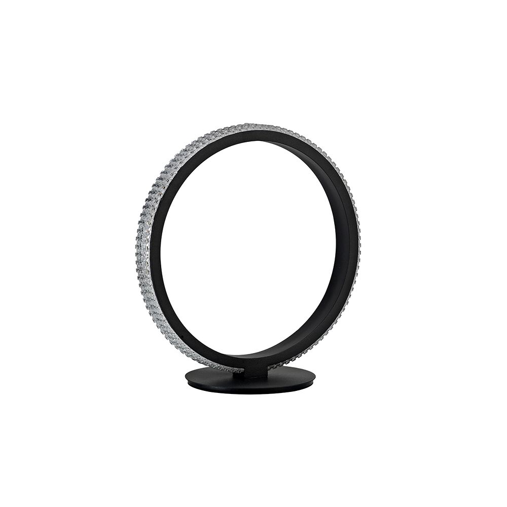 Nager LED Tischlampe Ø 29cm in Schwarz, moderne Aluminium- und Acrylgestaltung, 11 Watt, 536 Lumen.