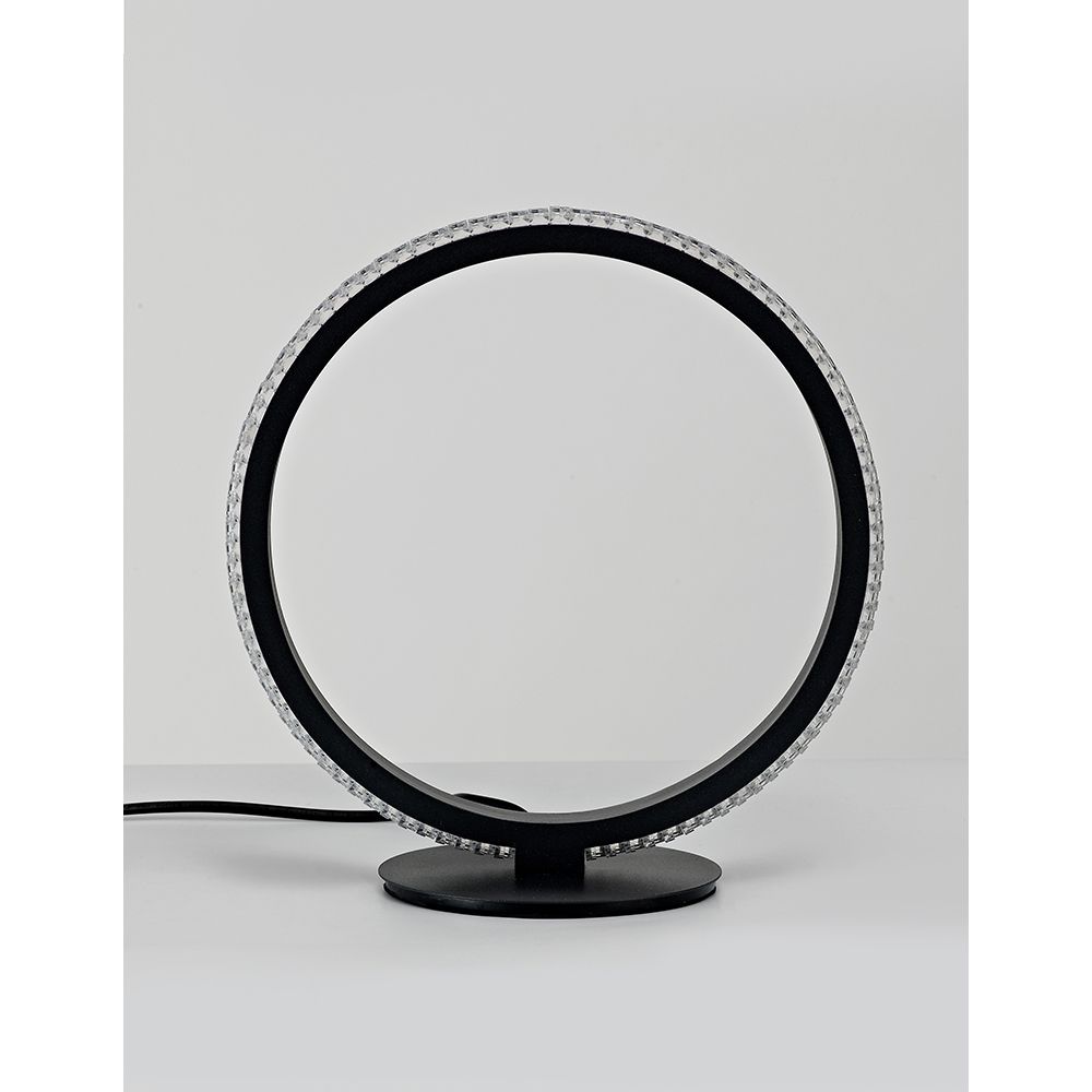 Nager LED Tischlampe Ø 29cm in Schwarz mit Aluminium und Acryl, 11 Watt, 536 Lumen, modernes Design.