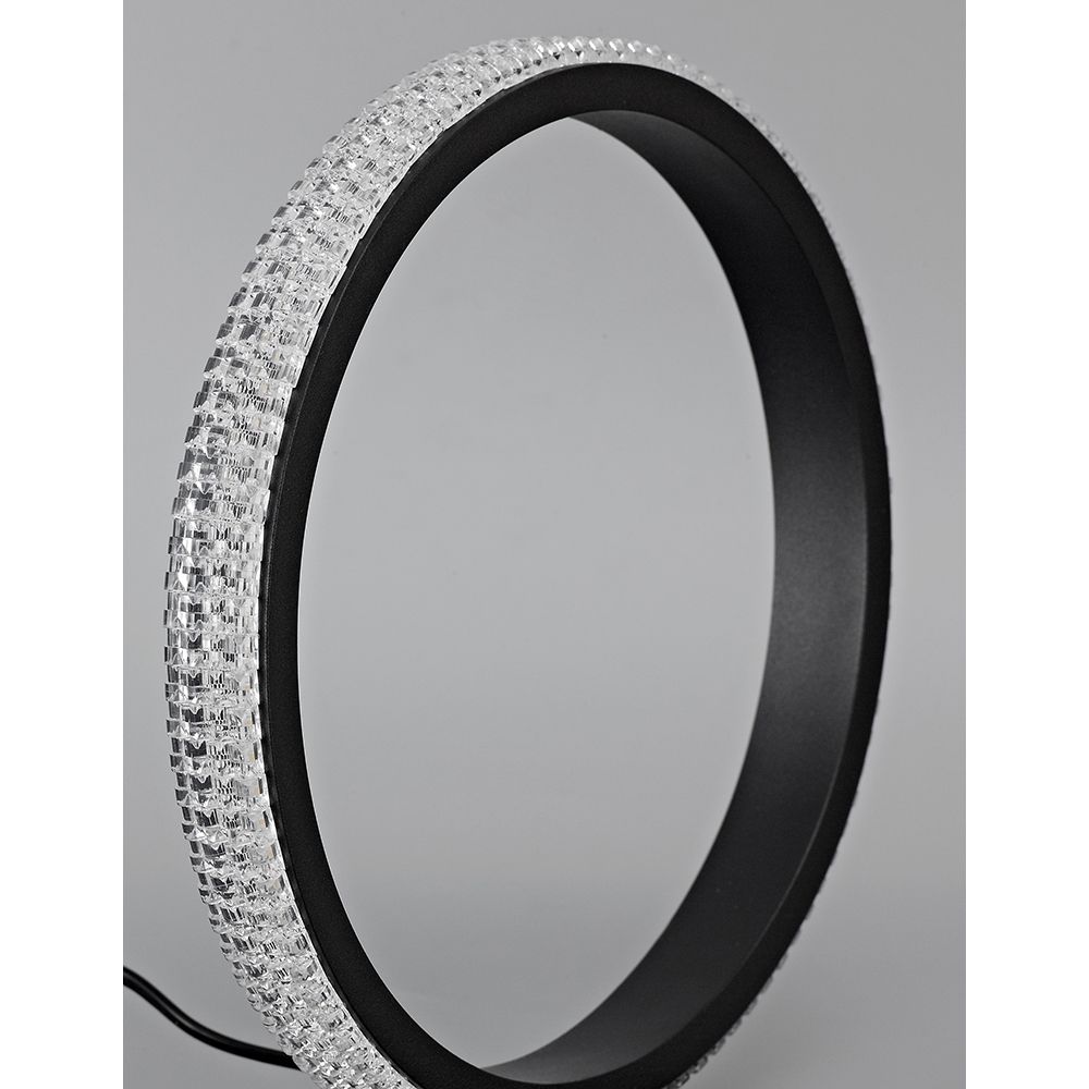 Nager LED Tischlampe in Schwarz mit kristallähnlichem Rand, Ø 29cm, moderne und stilvolle Beleuchtung für jeden Raum.