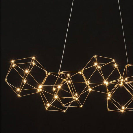 Nebula LED Würfel Pendellampe Goldfarben moderne goldene Deckenleuchte mit warmweißem LED-Licht für Esstisch und Wohnzimmer