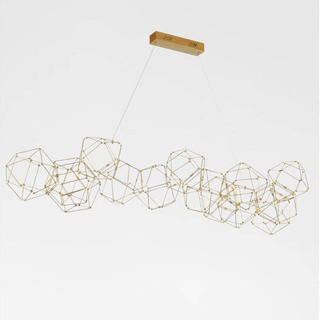 Nebula LED Würfel Pendellampe Goldfarben, 137 cm, moderne goldene Deckenleuchte mit warmweißem LED-Licht für Esszimmer und Wohnzimmer