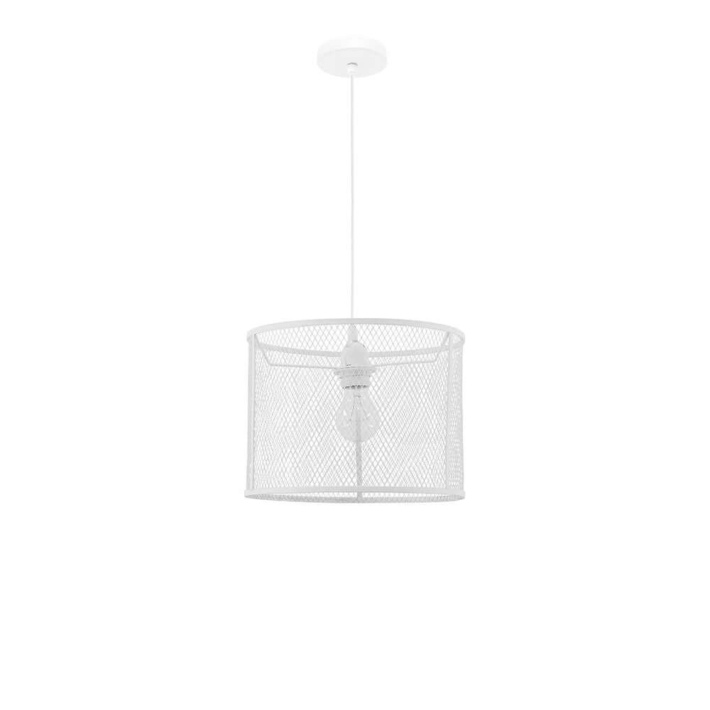 Net Hängeleuchte Metall in elegantem Weiß, industrielle Pendelleuchte aus Aluminium.