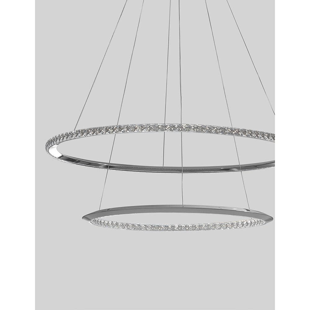 Netuno LED Kristall Hängelampe Ø 80cm - elegante Pendelleuchte mit Kristallverzierungen.