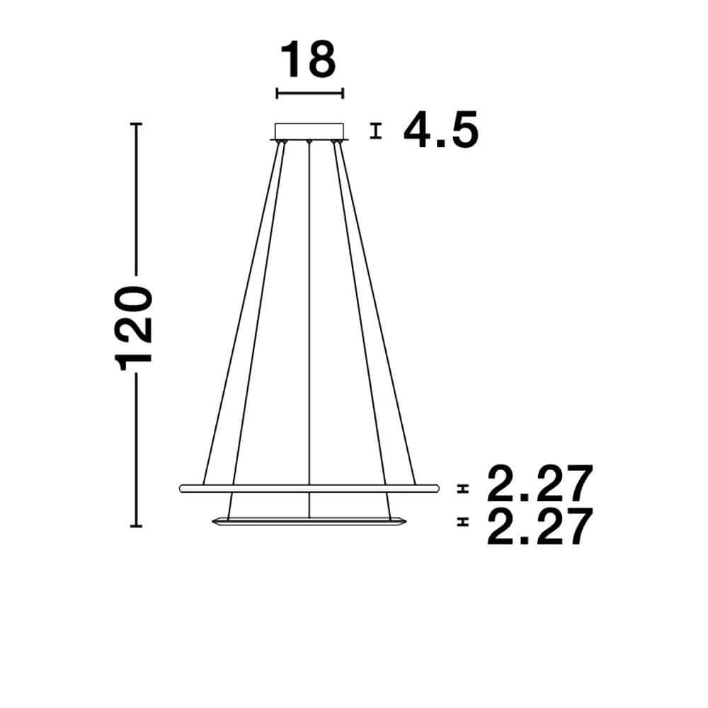 Technische Zeichnung der Netuno LED Kristall Hängelampe Ø 80cm mit Maßen und Designdetails.