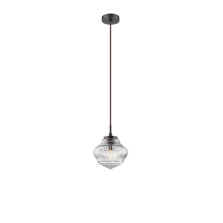 Nord glass pendant light Clear, Brown with transparent glass shade and black metal details.