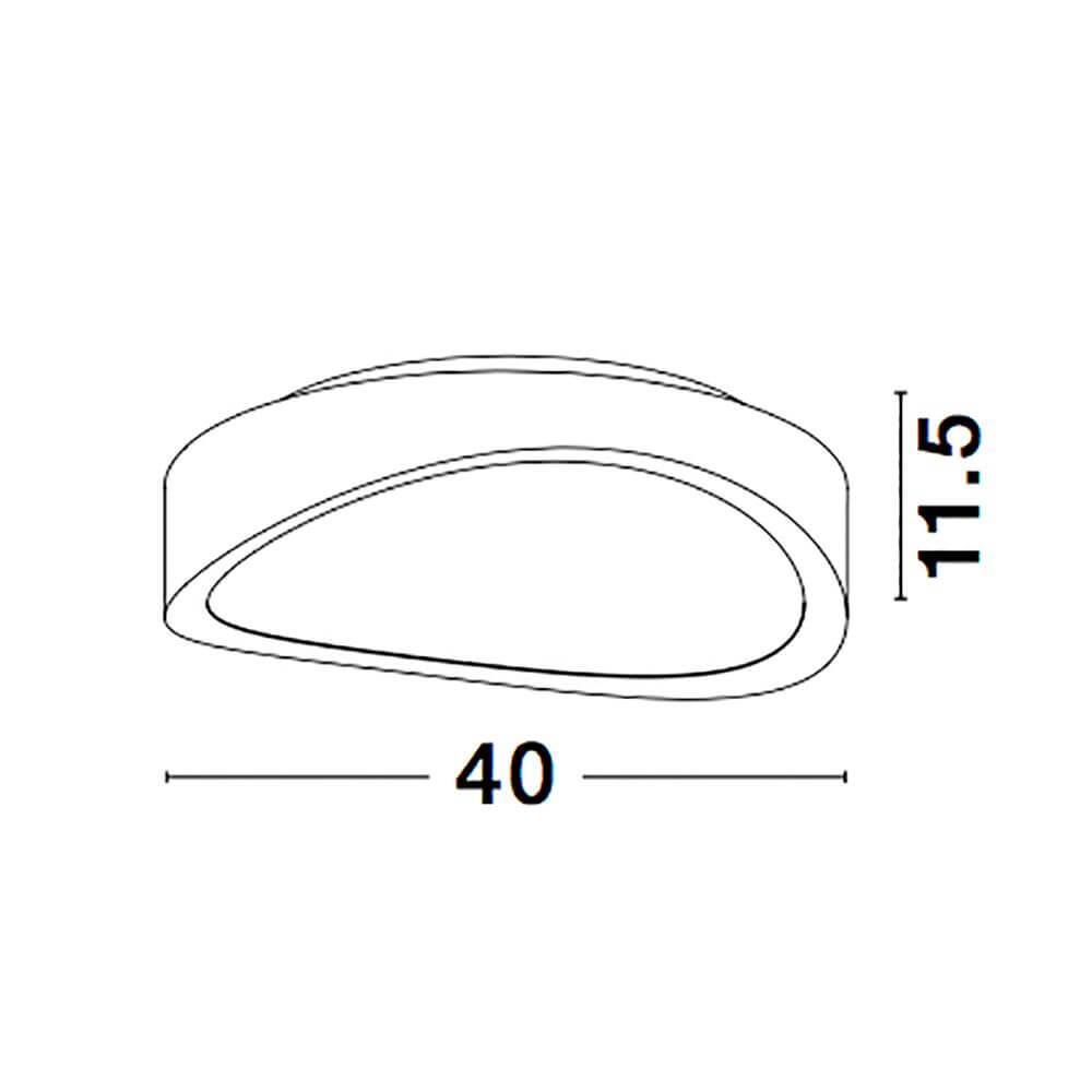 Onda LED Deckenlampe Eisen Glas - technische Zeichnung mit Abmessungen und Form.
