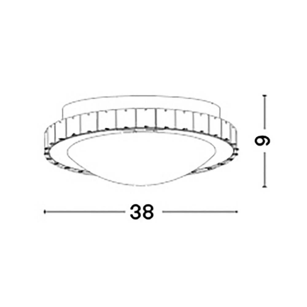 Nova Luce Palermo Deckenleuchte K9 Kristall Chrom technische Zeichnung mit Abmessungen.