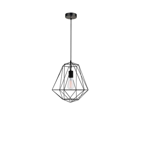 Nova Luce Pietra pendellampe i metall i moderne design med rombeformet skjerm i sort metall.