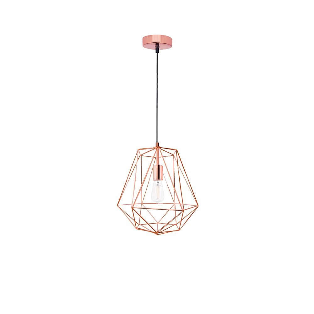 Nova Luce Pietra Hängelampe Metall in geometrischem Design mit kupferfarbener Metallstruktur.