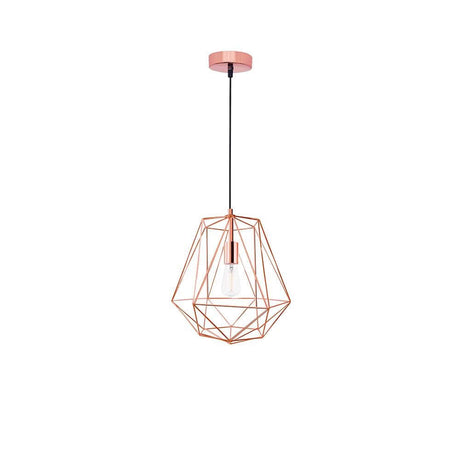 Nova Luce Pietra pendellampe i metall i geometrisk design med kobberfarget metallstruktur.
