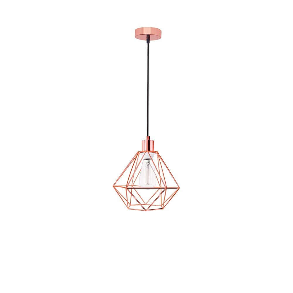 Pietra Pendellampe Ø 26cm Metall in elegantem Design mit rautenmuster und schwarzem Kabel.