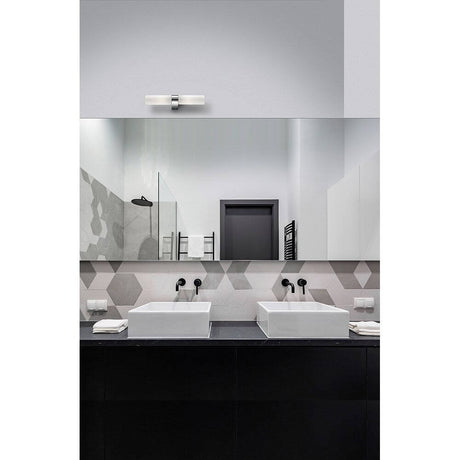 Polo Glas bathroom wall light, 2-light, chrome in a modern bathroom with washbasin and mirror.