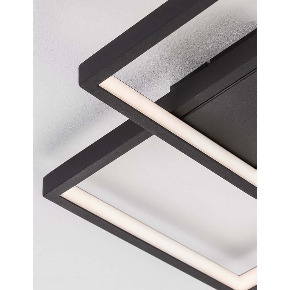 Porto LED Deckenlampe in modernem Design mit schwarzen Aluminiumrahmen und sanfter Beleuchtung