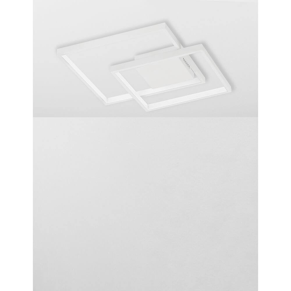 Porto LED Deckenleuchte Metall Weiß in modernem Design mit quadratischen Elementen und integrierter Lichtquelle.
