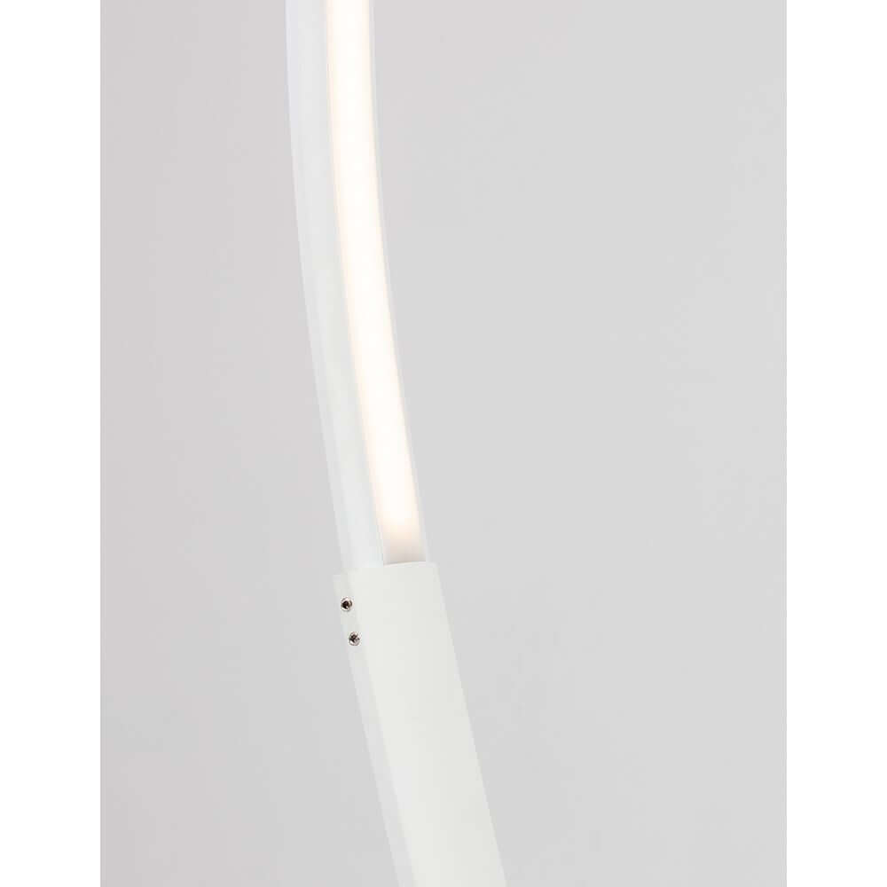 Premium LED Stehlampe Gebogen – weiß gebogene Stehleuchte mit integriertem LED-Lichtstreifen aus Acryl und Aluminium, modernes Design