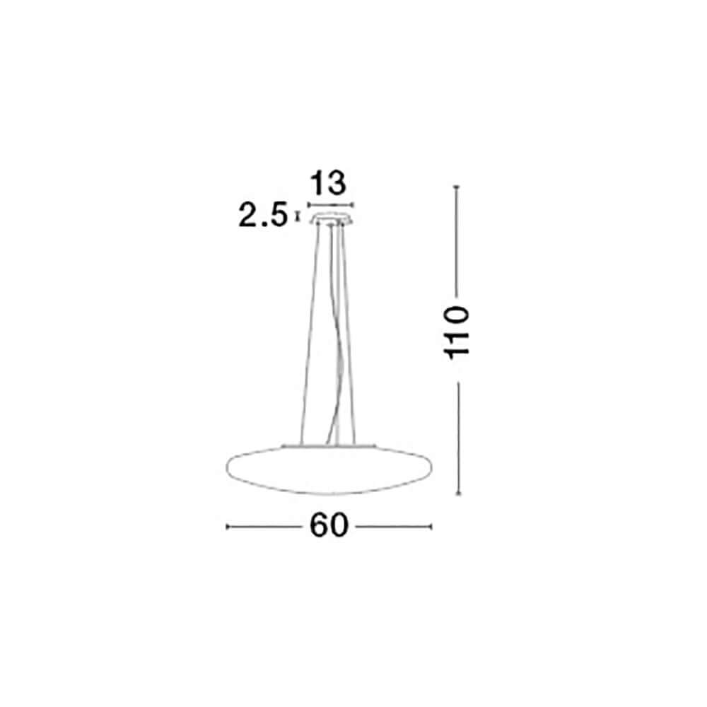 Technische Zeichnung der Pressione Glas Hängelampe Ø 60cm Weiß mit Abmessungen