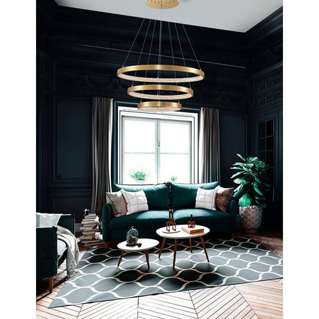 Preston LED Hängelampe Ø 80cm Antik Gold