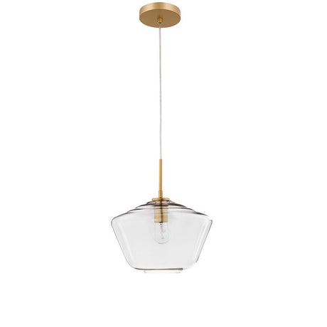 Prisma Glas Pendelleuchte Gold aus klaren Glas mit goldfarbenem Metallrahmen, elegante Hängelampe