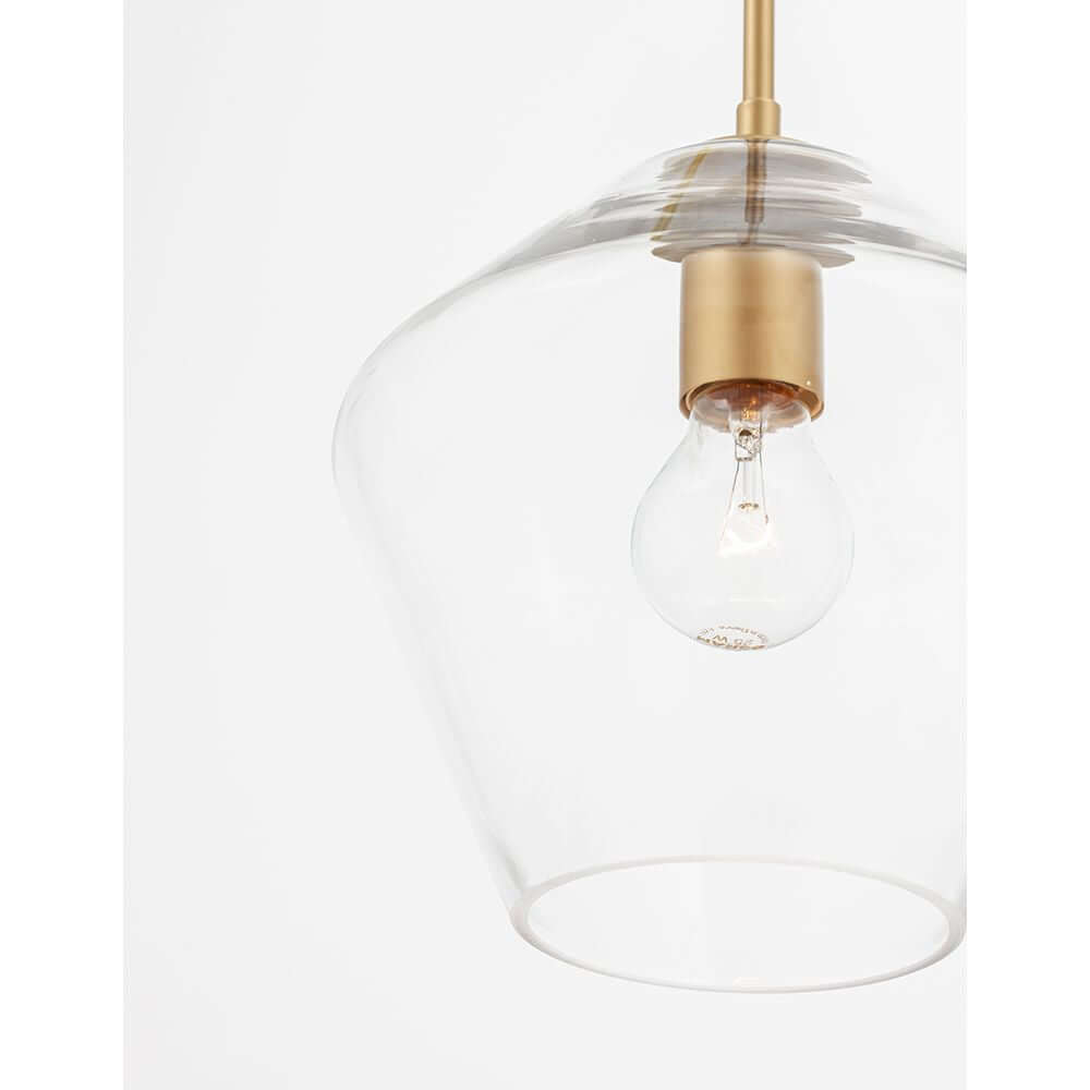 Prisma Hängeleuchte Ø 23cm Glas mit transparentem Glas und goldfarbenem Metall