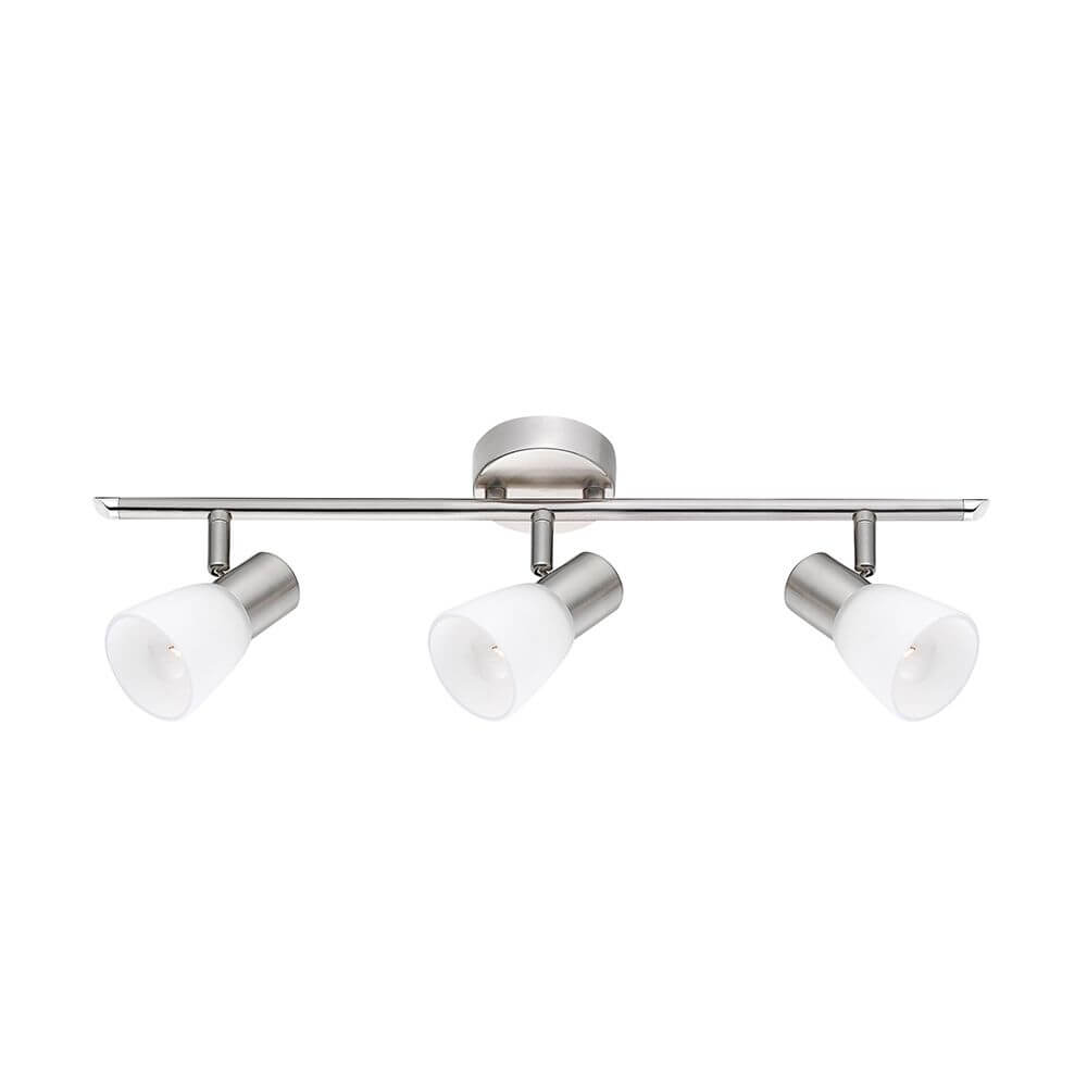 Publico Nickel Deckenspot 3-flammig Glas mit satiniertem Nickel und Opalglas für stilvolles Licht.