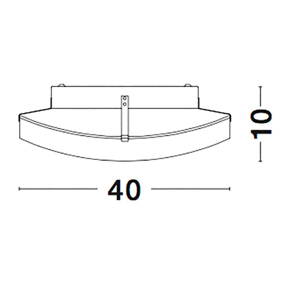 Quale Deckenlampe 2-flammig Chrom, Glas technische Zeichnung mit Maßen 40x10 cm.