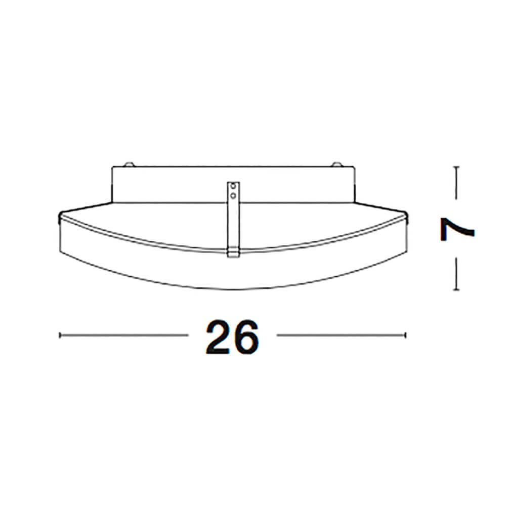 Technische Zeichnung der Quale Wandlampe Satiniertes Glas mit Abmessungen von 26x7 cm.
