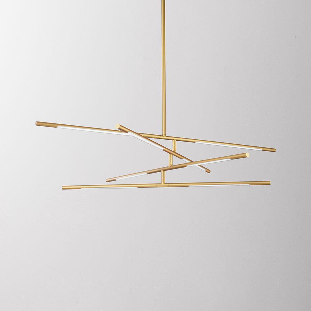 Raccio LED Hängelampe Ø 81cm Metall, filigranes Design in edlem Messing Gold, moderne Pendelleuchte für stilvolle Wohnräume.