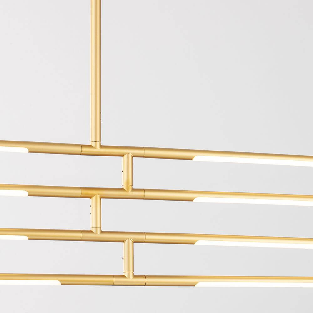 Raccio LED Hängelampe Ø 81cm Metall in modernem Design mit edlen Messing Goldstäben.