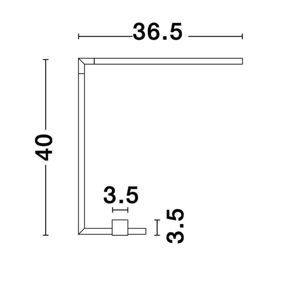 Maßzeichnung der Raccio LED-Schreibtischlampe drehbar Schwarz mit Abmessungen 36.5 cm x 40 cm.
