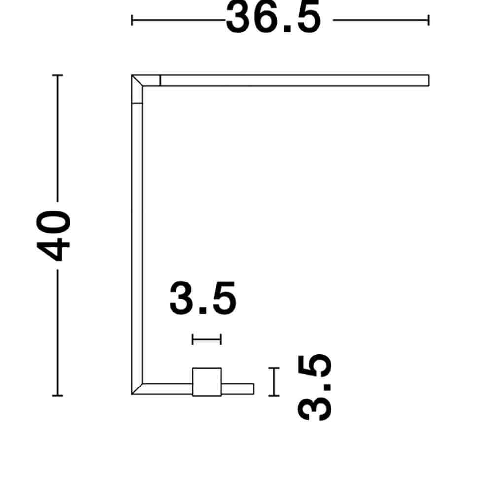 Technische Zeichnung der Raccio LED Tischleuchte Metall Gold mit Abmessungen in cm.