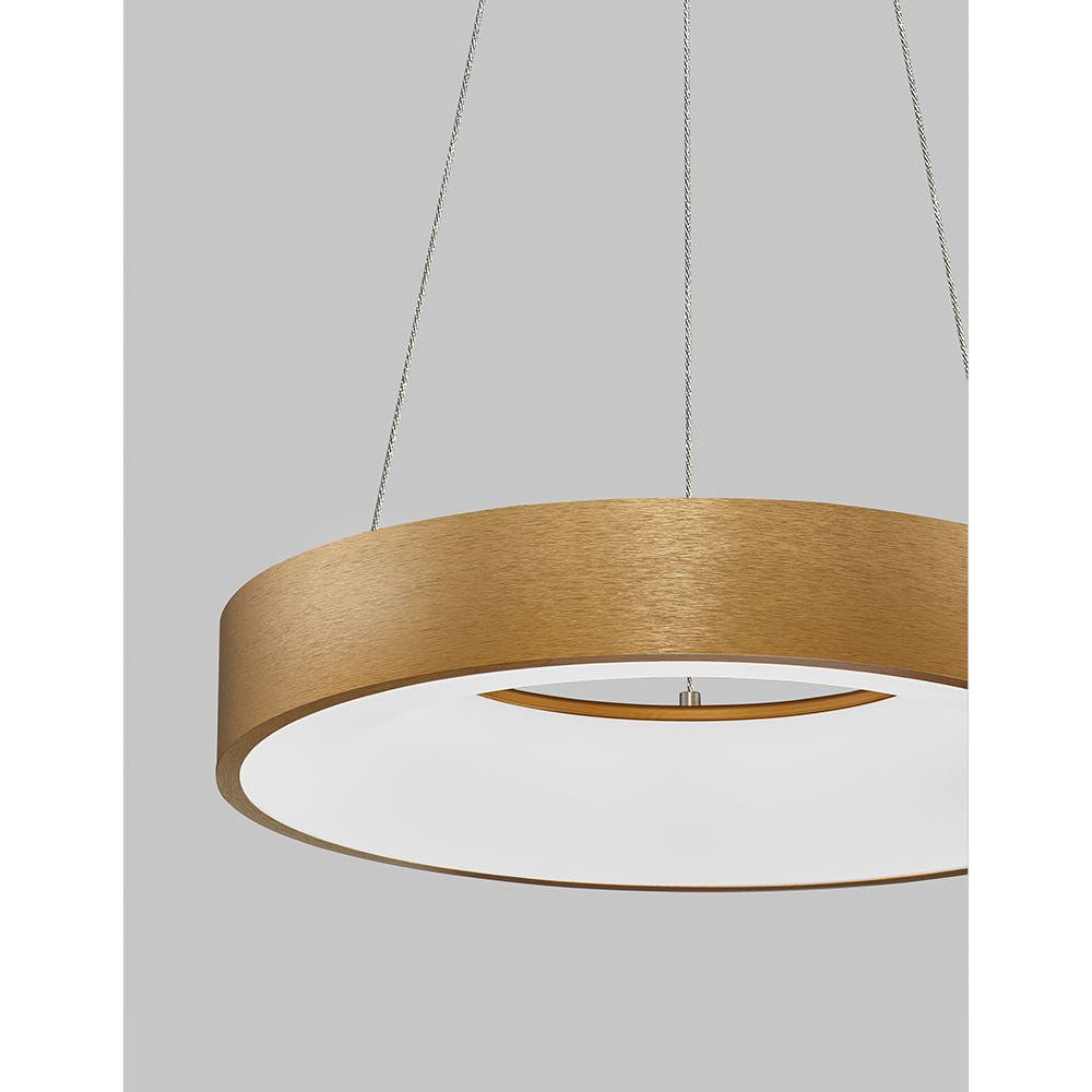 Moderne Rando LED Thin Hängelampe mit minimalistischem Design in Holzoptik, ideal für Wohnzimmer oder Esstisch.
